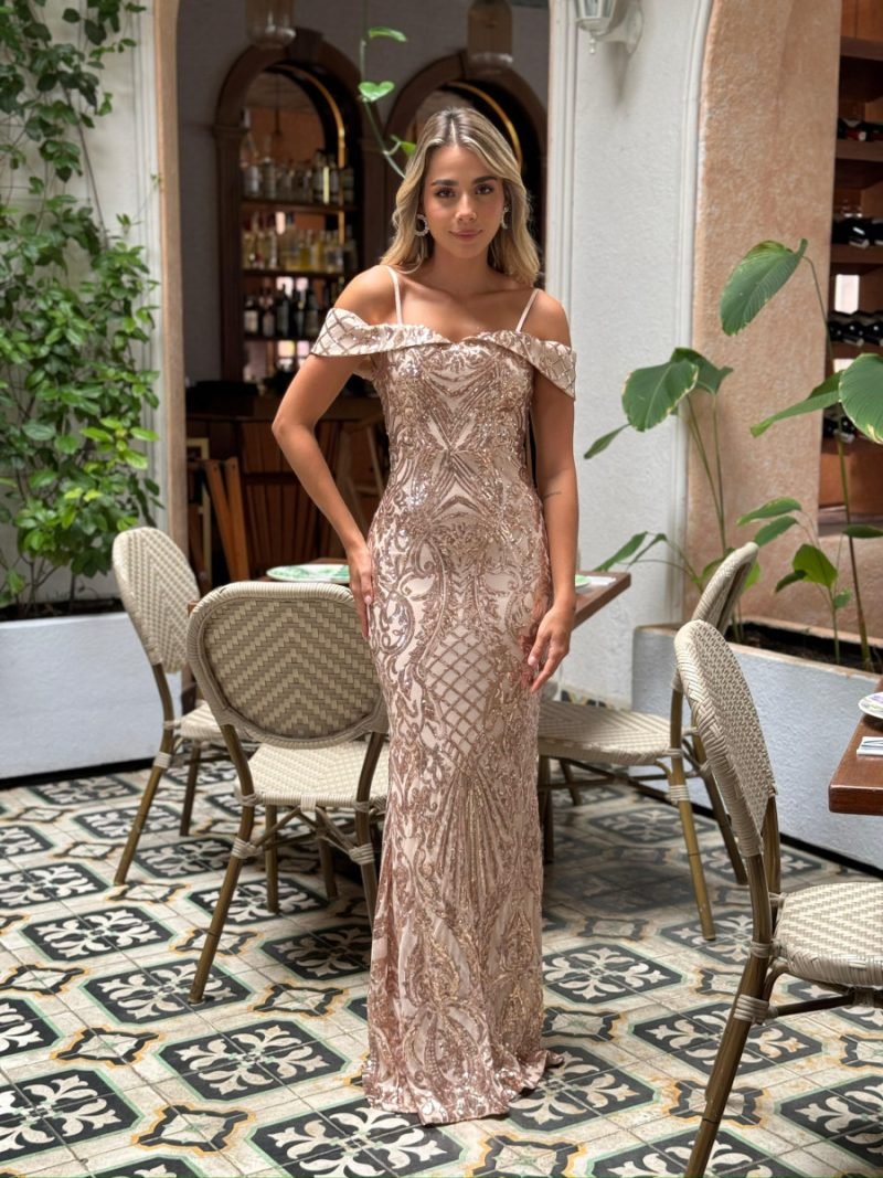 Vestido Brillante Palo de Rosa 9367